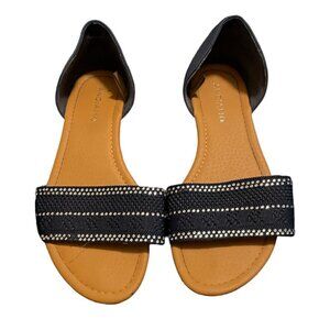 Andiamo Navy and Silver Size 7 Open Toe Flats